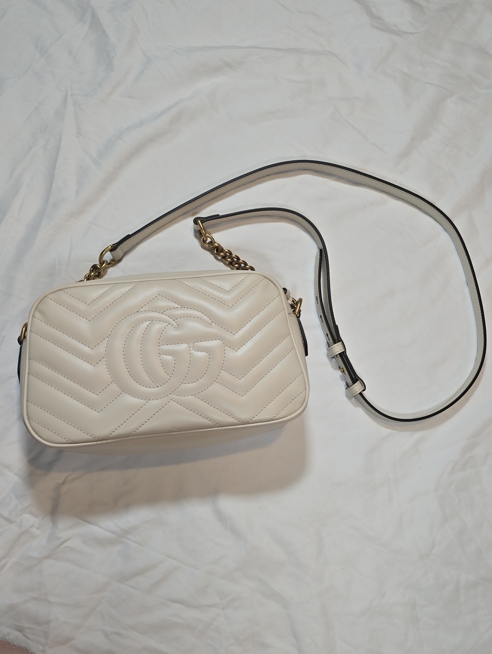 Gucci Cream Marmont Camera Crossbody Bag
